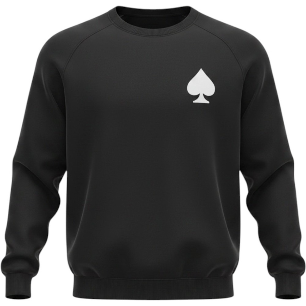 White Spade Sweatshirt Unisex XL Black White Spade Graphic Crewneck Pullover